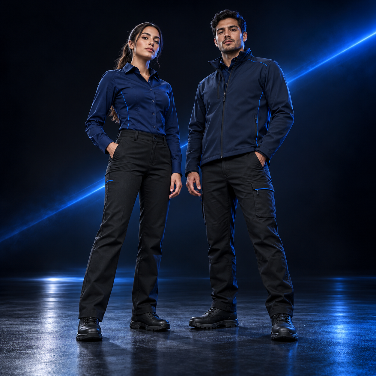 Ilustración conceptual de uniformes y textiles corporativos
